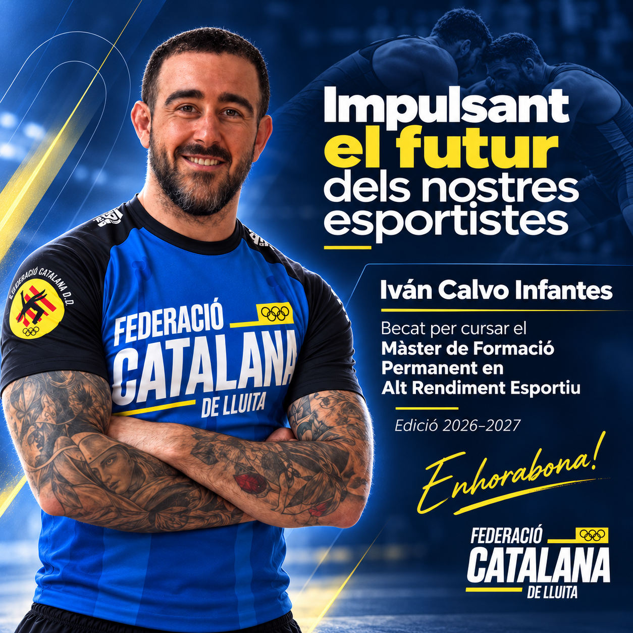 La Federació Catalana de Lluita impulsa el futur dels seus esportistes: Iván Calvo cursarà el Màster en Alt Rendiment Esportiu
